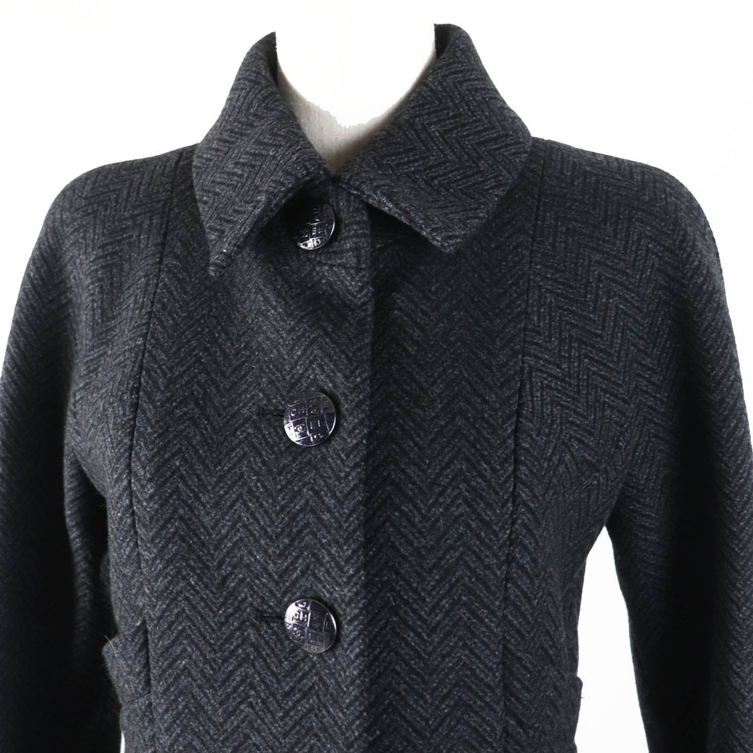 CHANEL coat P59659 Main: 80% wool, Main: 20% cashmere, Lining: 100% silk Gray black Women 34 Used Authentic