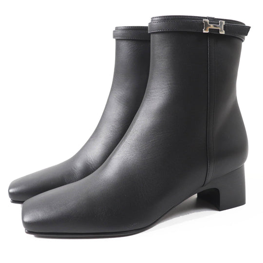 HERMES short boots Main: Leather black Oh Mage Women 36 Used Authentic