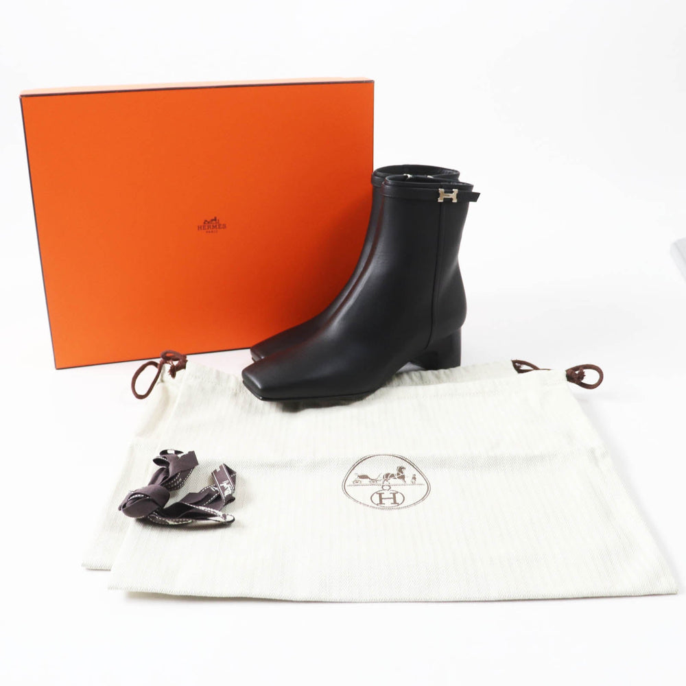 HERMES short boots Main: Leather black Oh Mage Women 36 Used Authentic