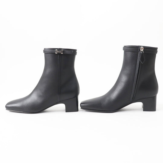 HERMES short boots Main: Leather black Oh Mage Women 36 Used Authentic