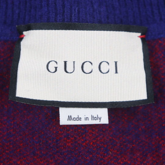 GUCCI cardigan 597724 Main: 95% wool, Main: 5% cashmere, Part: 100% wool Blue red mens M Used Authentic
