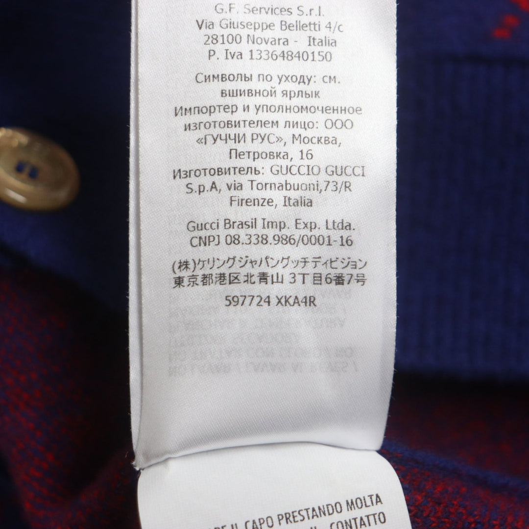 GUCCI cardigan 597724 Main: 95% wool, Main: 5% cashmere, Part: 100% wool Blue red mens M Used Authentic