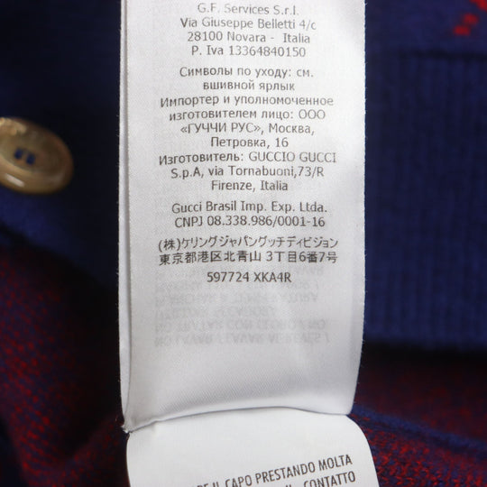GUCCI cardigan 597724 Main: 95% wool, Main: 5% cashmere, Part: 100% wool Blue red mens M Used Authentic