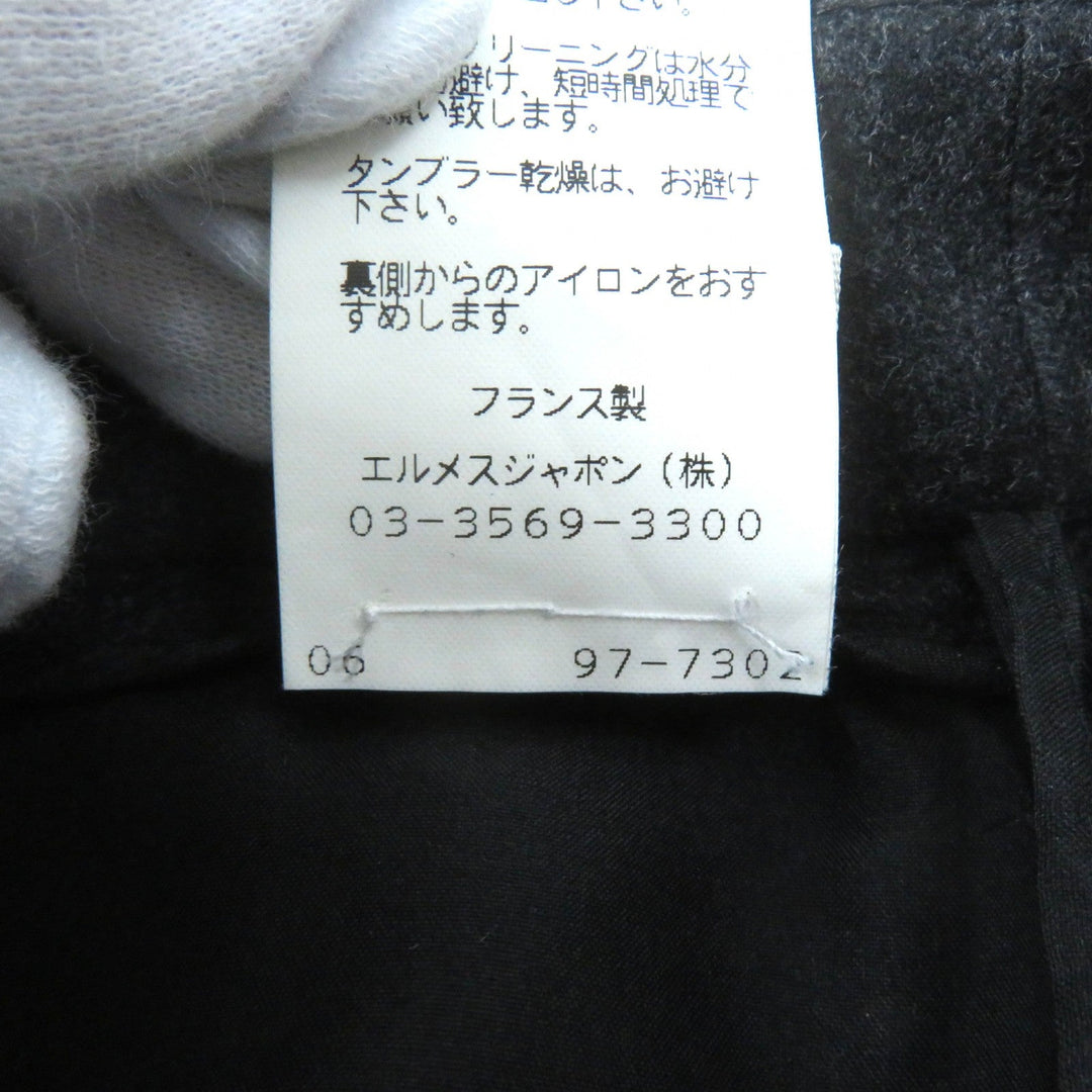 HERMES Tight Skirt Outer: 95% wool, Outer: 5% cashmere, Lining: 100% silk Charcoal gray Women 42 Used Authentic