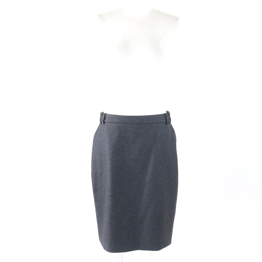 HERMES Tight Skirt Outer: 95% wool, Outer: 5% cashmere, Lining: 100% silk Charcoal gray Women 42 Used Authentic