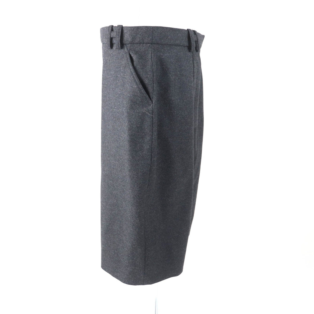 HERMES Tight Skirt Outer: 95% wool, Outer: 5% cashmere, Lining: 100% silk Charcoal gray Women 42 Used Authentic
