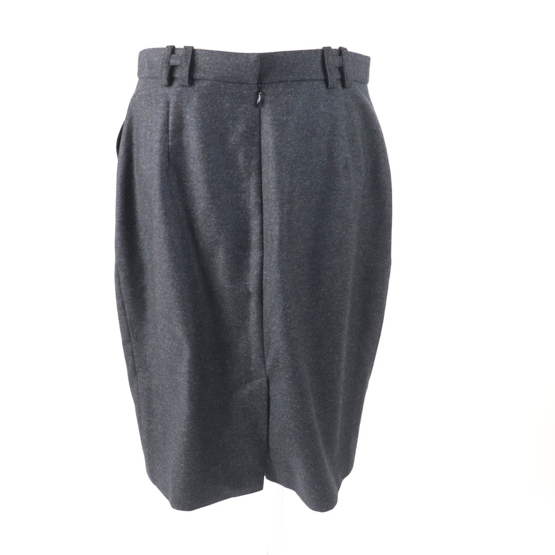 HERMES Tight Skirt Outer: 95% wool, Outer: 5% cashmere, Lining: 100% silk Charcoal gray Women 42 Used Authentic