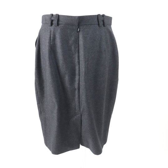 HERMES Tight Skirt Outer: 95% wool, Outer: 5% cashmere, Lining: 100% silk Charcoal gray Women 42 Used Authentic