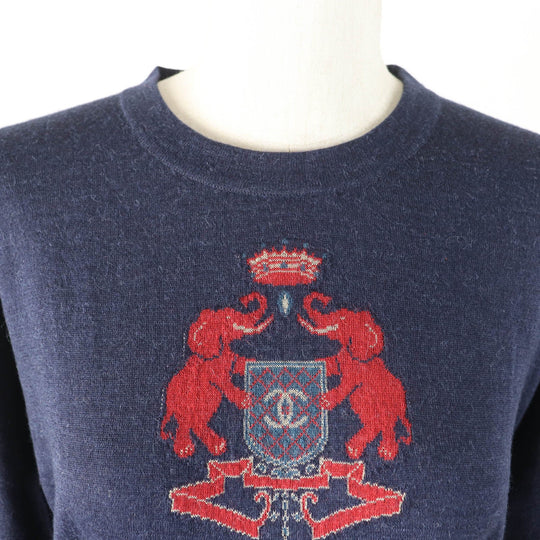 CHANEL knit P44155 Main: 100% alpaca Navy Women 38 Used Authentic