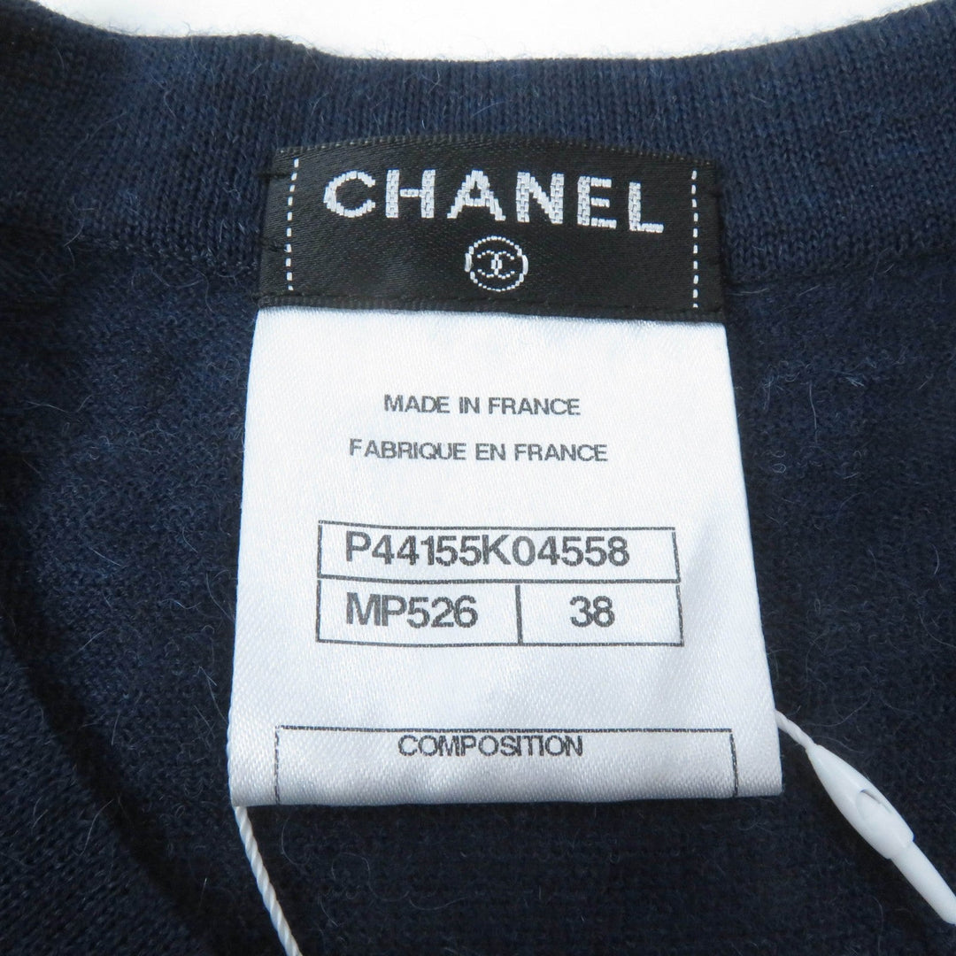 CHANEL knit P44155 Main: 100% alpaca Navy Women 38 Used Authentic