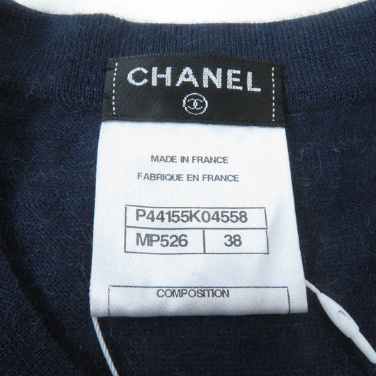 CHANEL knit P44155 Main: 100% alpaca Navy Women 38 Used Authentic