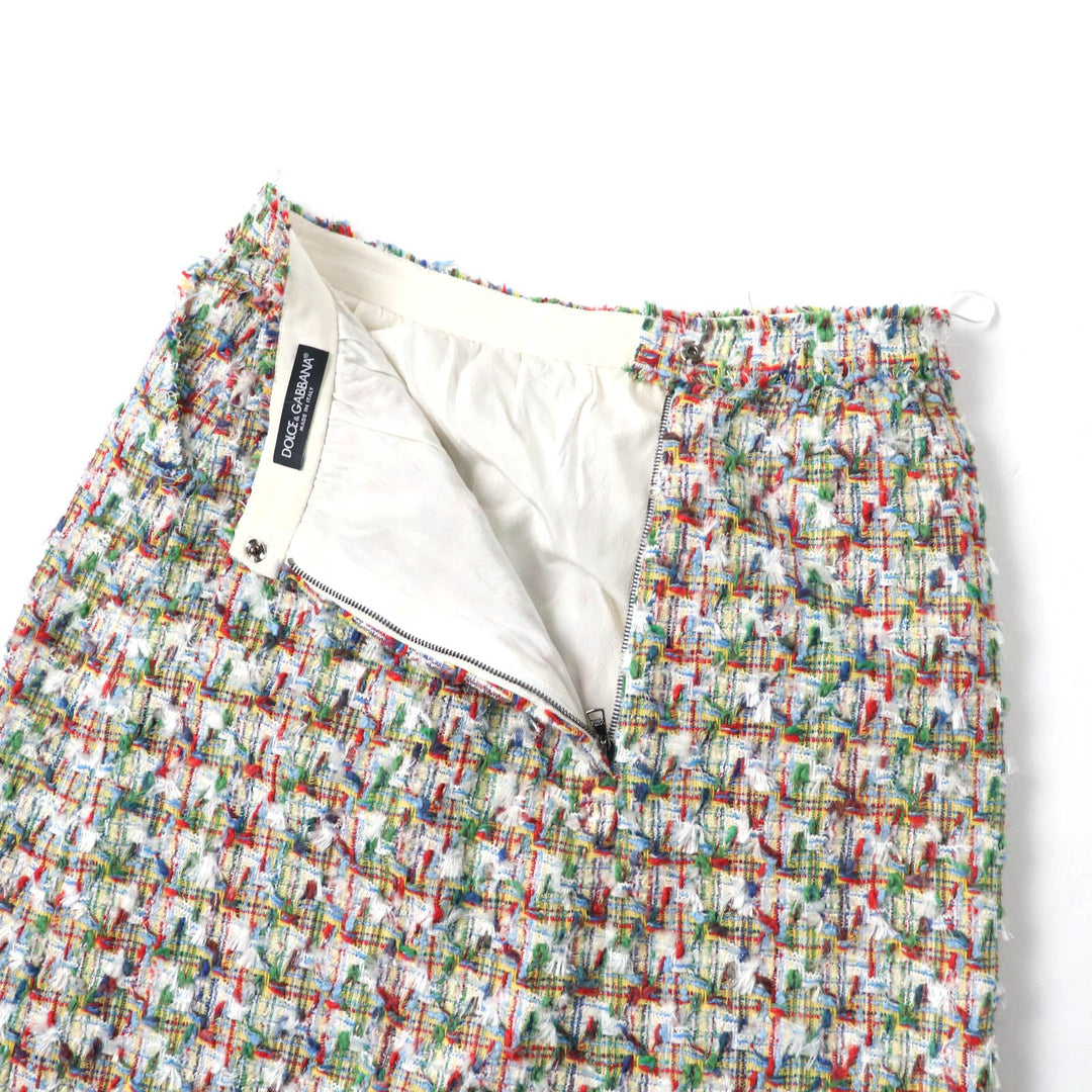 DOLCE&GABBANA Tight Skirt Outer: 66% cotton, Outer: 21% polyamide, Outer: 10% rayon, Outer: 3% wool, Lining: 96% silk Multi Women 40 Used Authentic