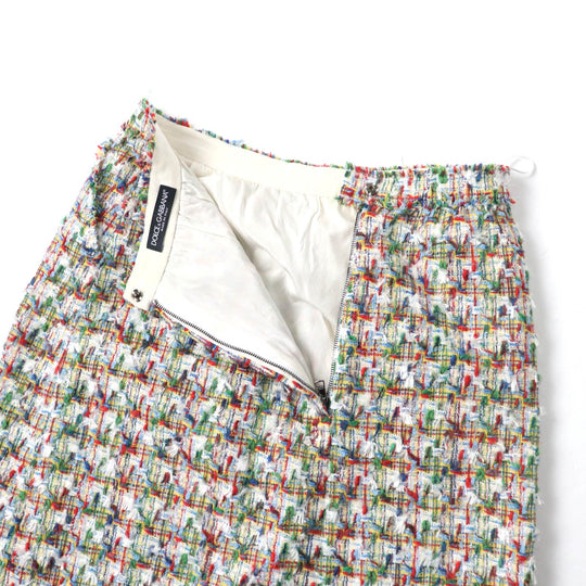 DOLCE&GABBANA Tight Skirt Outer: 66% cotton, Outer: 21% polyamide, Outer: 10% rayon, Outer: 3% wool, Lining: 96% silk Multi Women 40 Used Authentic