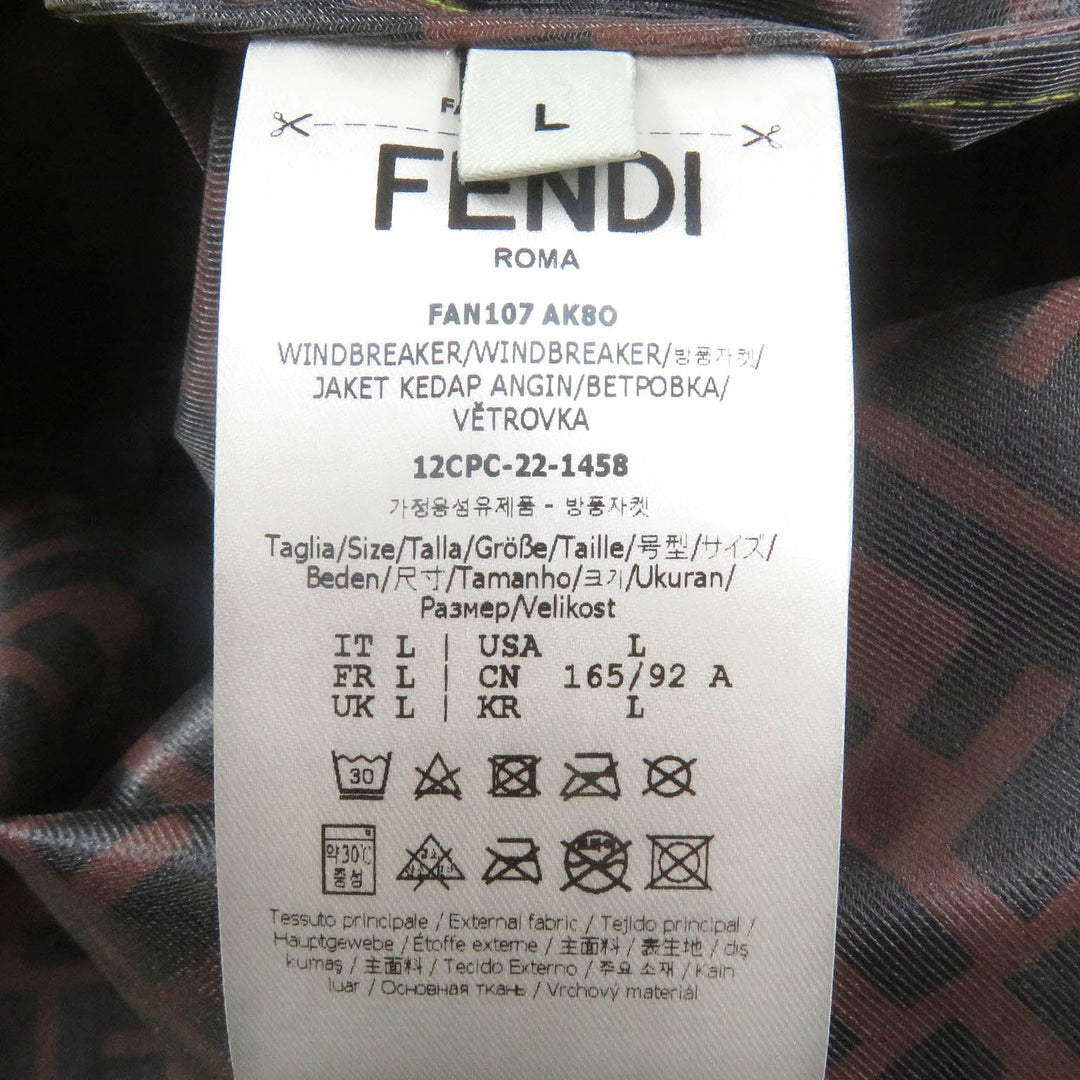FENDI Nylon jacket FAN107 Main: 92% nylon, Main: 8% polyurethane, Part: polyurethane yellow mens L Used Authentic