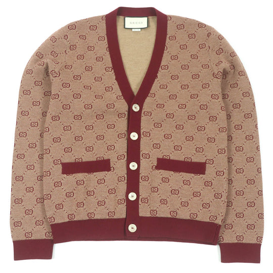 GUCCI sweater 572631 Main: 78% wool, Main: 22% cotton, Part: 94% cotton, Part: 5% nylon, Part: 1% polyurethane Bordeaux mens S Used Authentic
