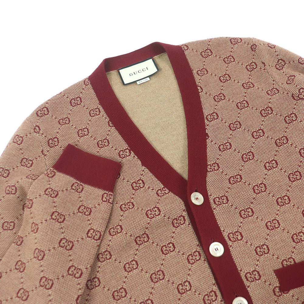 GUCCI sweater 572631 Main: 78% wool, Main: 22% cotton, Part: 94% cotton, Part: 5% nylon, Part: 1% polyurethane Bordeaux mens S Used Authentic
