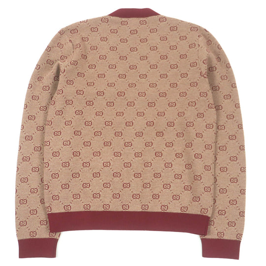 GUCCI sweater 572631 Main: 78% wool, Main: 22% cotton, Part: 94% cotton, Part: 5% nylon, Part: 1% polyurethane Bordeaux mens S Used Authentic
