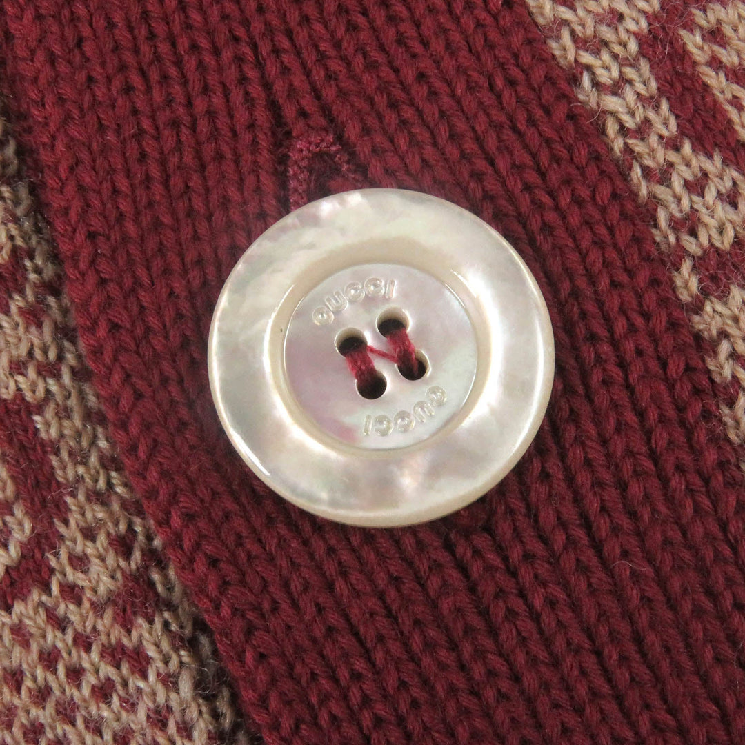 GUCCI sweater 572631 Main: 78% wool, Main: 22% cotton, Part: 94% cotton, Part: 5% nylon, Part: 1% polyurethane Bordeaux mens S Used Authentic