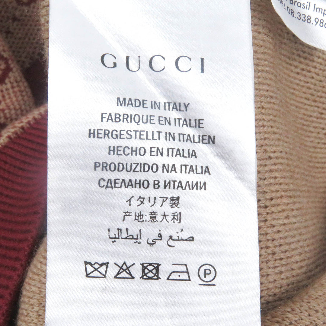 GUCCI sweater 572631 Main: 78% wool, Main: 22% cotton, Part: 94% cotton, Part: 5% nylon, Part: 1% polyurethane Bordeaux mens S Used Authentic