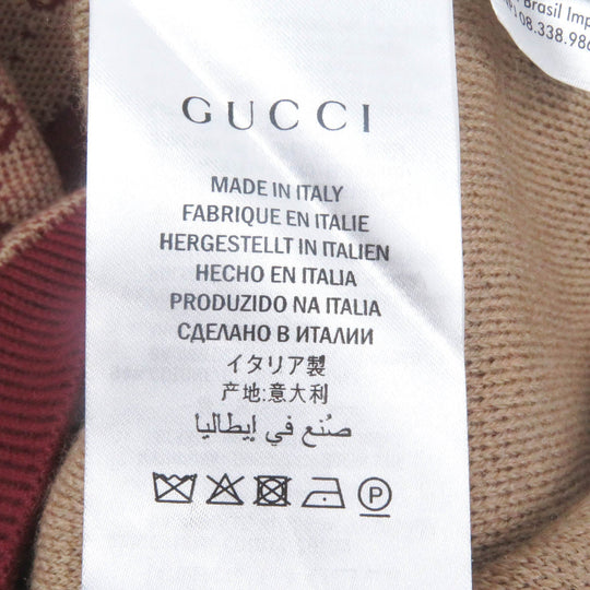 GUCCI sweater 572631 Main: 78% wool, Main: 22% cotton, Part: 94% cotton, Part: 5% nylon, Part: 1% polyurethane Bordeaux mens S Used Authentic