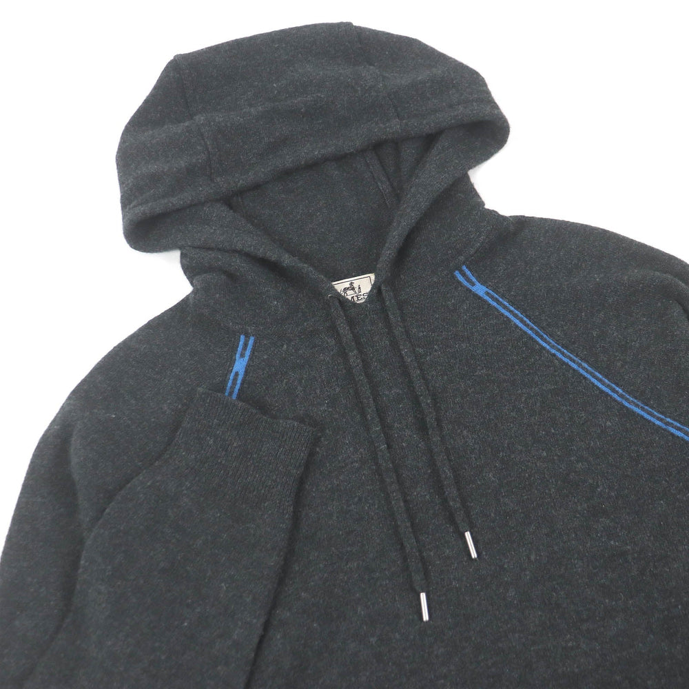 HERMES Hoodie Main: 70% wool, Main: 30% cashmere Dark gray mens S Used Authentic
