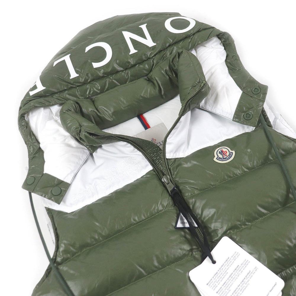 MONCLER Down vest Main: 100% nylon, Filling: 90% down, Filling: 10% feather, Partial: 100% polyester khaki GENICHI GILET mens 4 Used Authentic