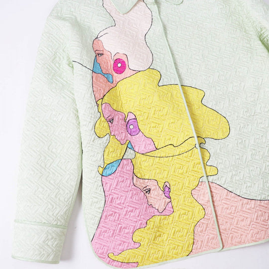 FENDI Jacket FJ7264 Outer: 100% silk, Lining: 100% silk Light green by Kim Jones Hairdo Girls Women 38 Used Authentic