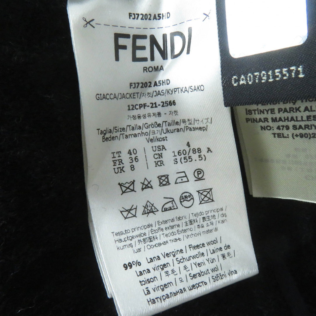 FENDI coat FJ7202 Main: 99% wool, Main: 1% silk, Lining: 100% rayon, Part: 100% wool black Women 40 Used Authentic