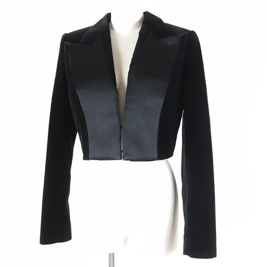 FENDI Jacket FJ7223 Main: 74% cotton, Main: 26% silk, Part: 78% silk, Part: 22% polyester, Lining: 100% rayon black Women 40 Used Authentic