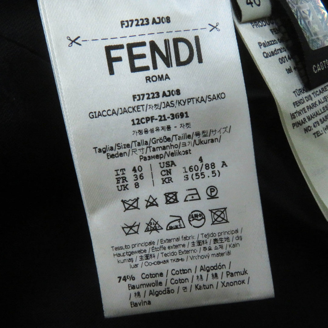 FENDI Jacket FJ7223 Main: 74% cotton, Main: 26% silk, Part: 78% silk, Part: 22% polyester, Lining: 100% rayon black Women 40 Used Authentic