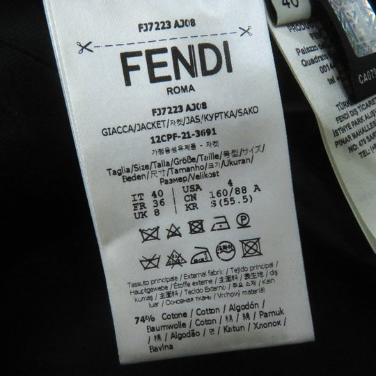 FENDI Jacket FJ7223 Main: 74% cotton, Main: 26% silk, Part: 78% silk, Part: 22% polyester, Lining: 100% rayon black Women 40 Used Authentic
