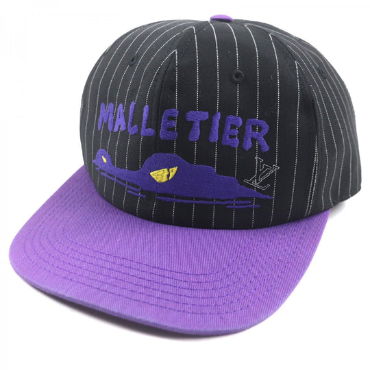 LOUIS VUITTON cap MP3407 Outer: 100% wool, Lining: 56% cotton, Lining: 44% cupra, Leather part: cowhide, Part: 100% cotton Black purple Crocodile Newsboy Cap mens Used Authentic
