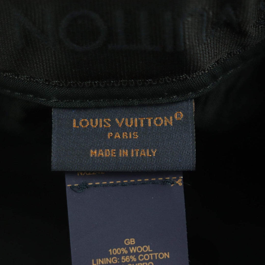 LOUIS VUITTON cap MP3407 Outer: 100% wool, Lining: 56% cotton, Lining: 44% cupra, Leather part: cowhide, Part: 100% cotton Black purple Crocodile Newsboy Cap mens Used Authentic