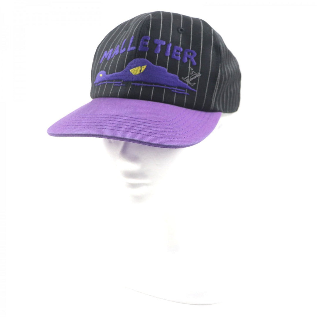 LOUIS VUITTON cap MP3407 Outer: 100% wool, Lining: 56% cotton, Lining: 44% cupra, Leather part: cowhide, Part: 100% cotton Black purple Crocodile Newsboy Cap mens Used Authentic