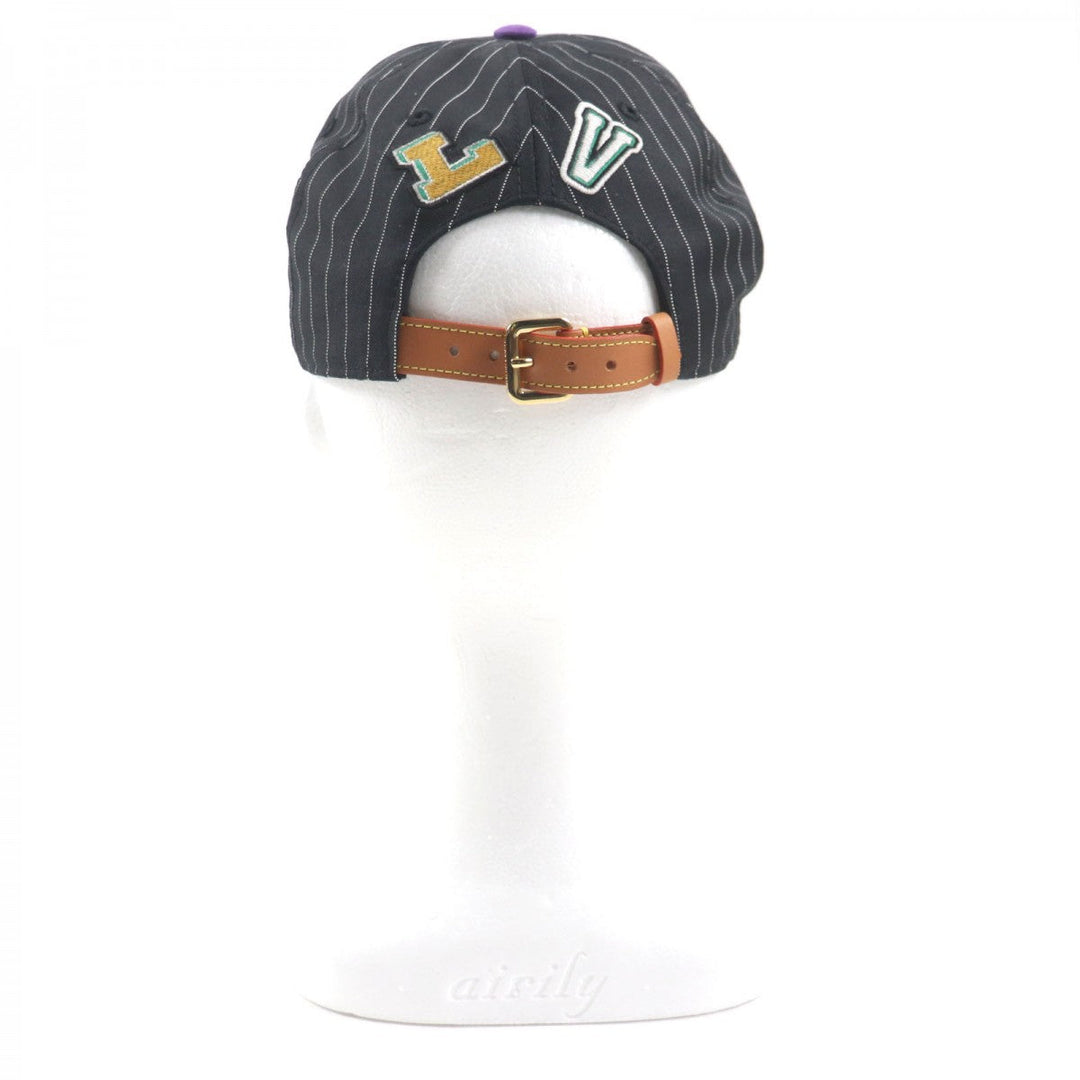 LOUIS VUITTON cap MP3407 Outer: 100% wool, Lining: 56% cotton, Lining: 44% cupra, Leather part: cowhide, Part: 100% cotton Black purple Crocodile Newsboy Cap mens Used Authentic