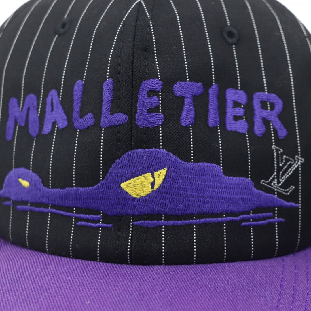 LOUIS VUITTON cap MP3407 Outer: 100% wool, Lining: 56% cotton, Lining: 44% cupra, Leather part: cowhide, Part: 100% cotton Black purple Crocodile Newsboy Cap mens Used Authentic