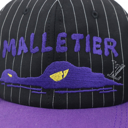 LOUIS VUITTON cap MP3407 Outer: 100% wool, Lining: 56% cotton, Lining: 44% cupra, Leather part: cowhide, Part: 100% cotton Black purple Crocodile Newsboy Cap mens Used Authentic
