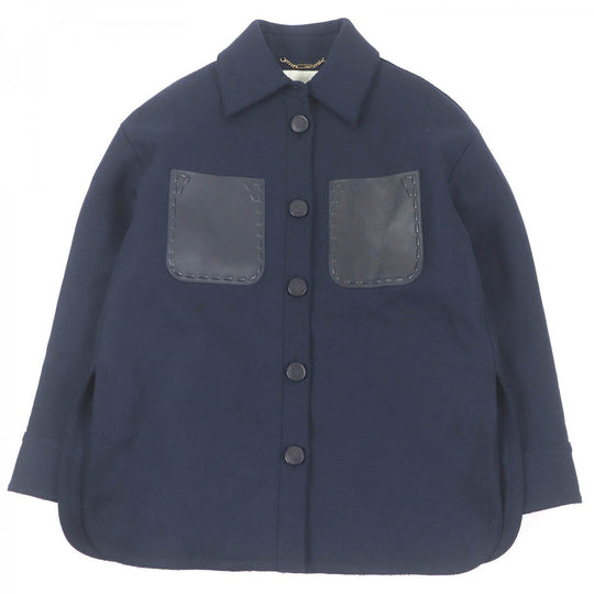 FENDI Jacket FJ7235 Main: 100% wool, Part: Sheepskin, Lining: 100% rayon Navy mens 38 Used Authentic