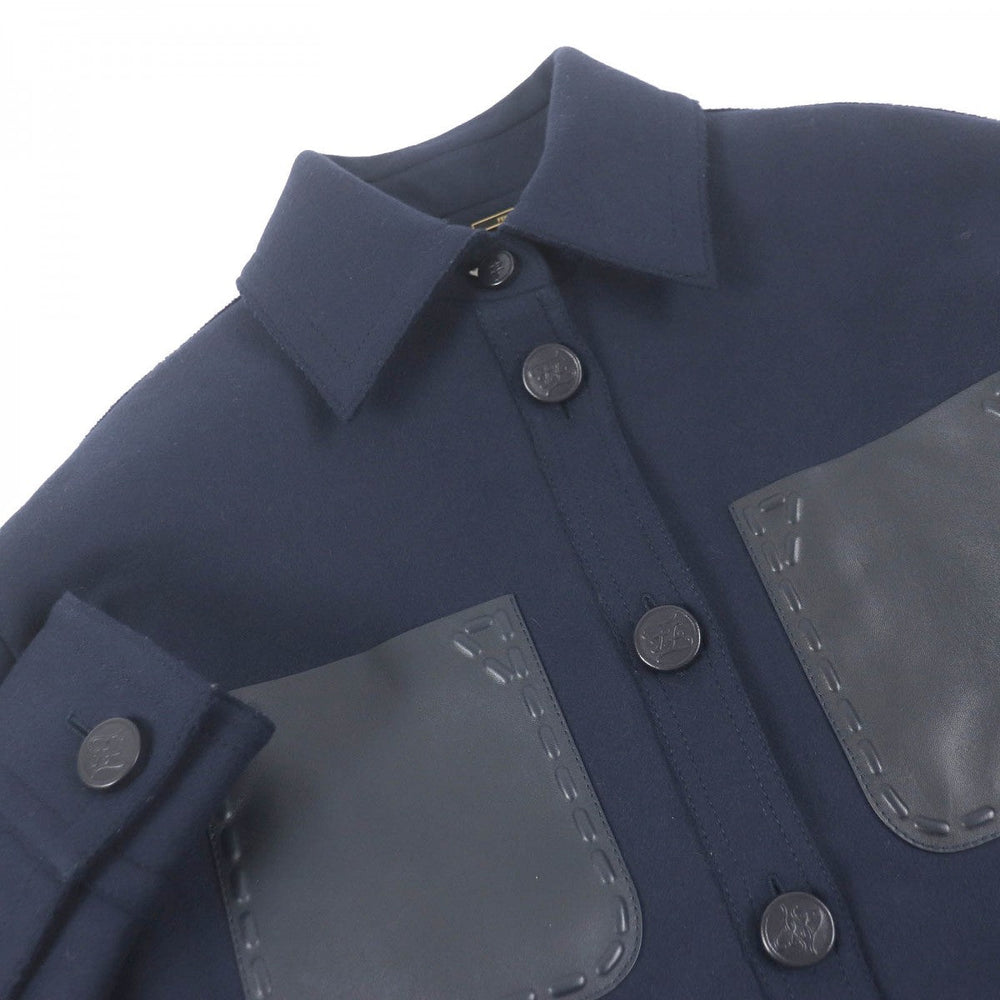 FENDI Jacket FJ7235 Main: 100% wool, Part: Sheepskin, Lining: 100% rayon Navy mens 38 Used Authentic