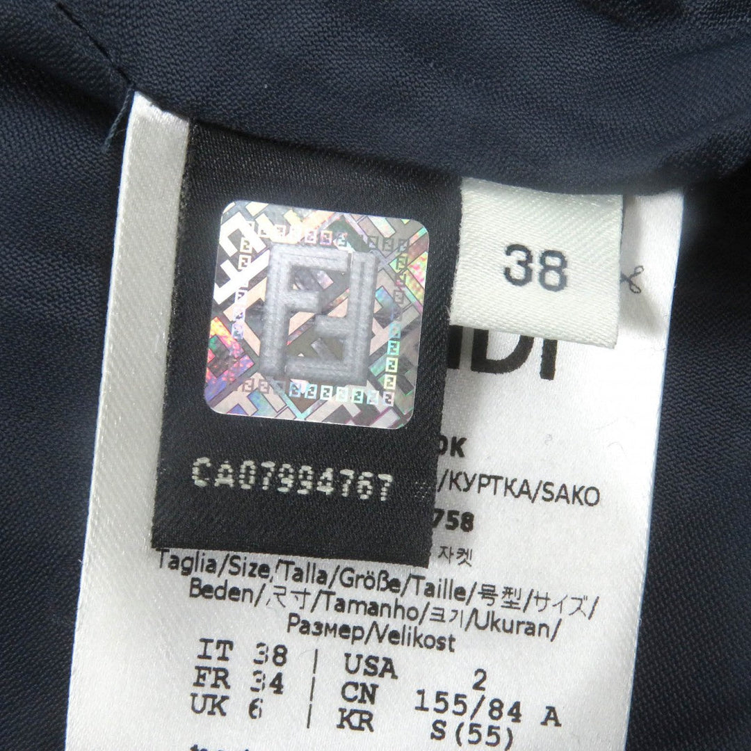 FENDI Jacket FJ7235 Main: 100% wool, Part: Sheepskin, Lining: 100% rayon Navy mens 38 Used Authentic