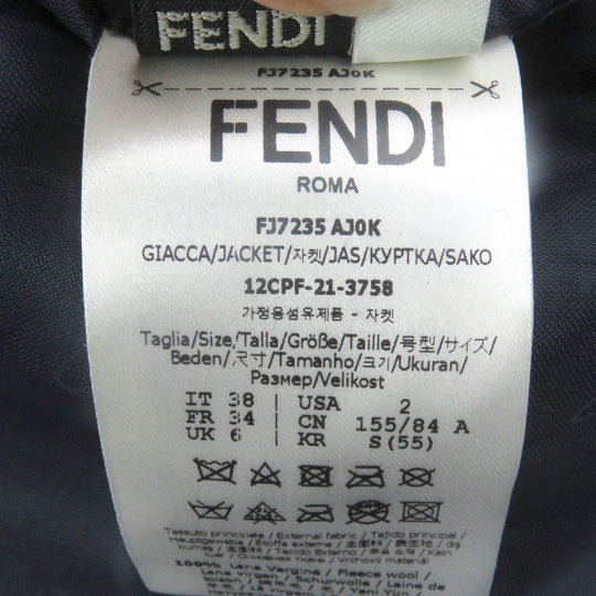 FENDI Jacket FJ7235 Main: 100% wool, Part: Sheepskin, Lining: 100% rayon Navy mens 38 Used Authentic