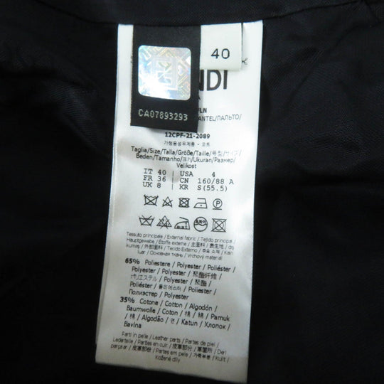 FENDI trench coat FF8824 Outer: 65% polyester, Outer: 35% cotton, Leather part: sheepskin, Lining: 100% rayon, Part: 100% rayon black Women 40 Used Authentic