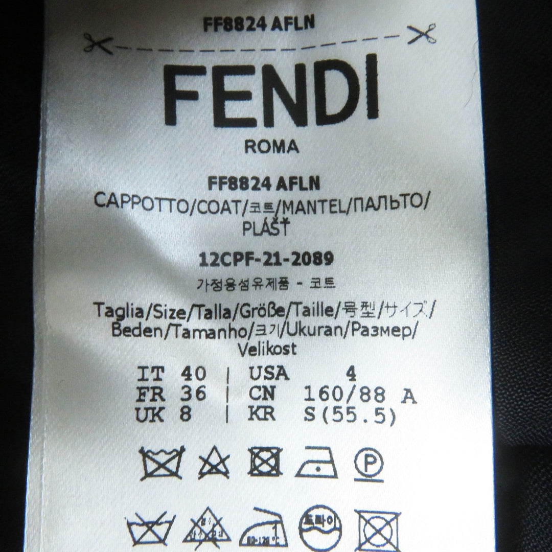 FENDI trench coat FF8824 Outer: 65% polyester, Outer: 35% cotton, Leather part: sheepskin, Lining: 100% rayon, Part: 100% rayon black Women 40 Used Authentic