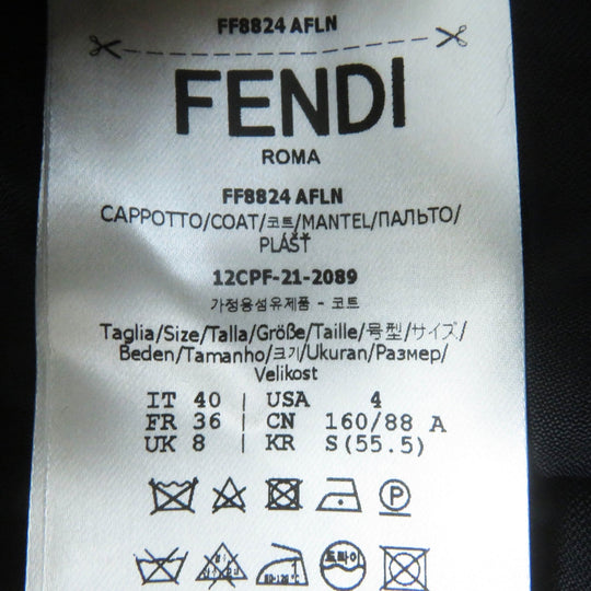 FENDI trench coat FF8824 Outer: 65% polyester, Outer: 35% cotton, Leather part: sheepskin, Lining: 100% rayon, Part: 100% rayon black Women 40 Used Authentic