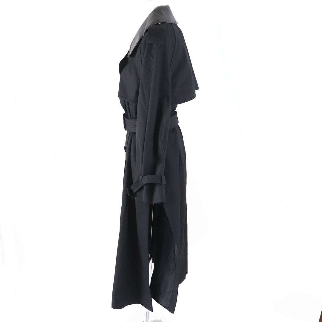 FENDI trench coat FF8824 Outer: 65% polyester, Outer: 35% cotton, Leather part: sheepskin, Lining: 100% rayon, Part: 100% rayon black Women 40 Used Authentic