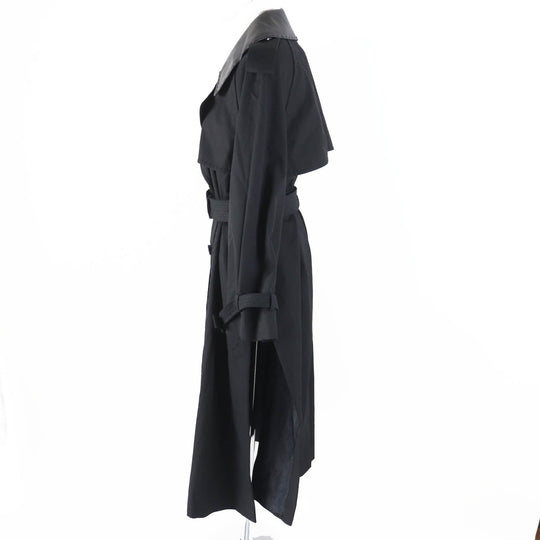 FENDI trench coat FF8824 Outer: 65% polyester, Outer: 35% cotton, Leather part: sheepskin, Lining: 100% rayon, Part: 100% rayon black Women 40 Used Authentic