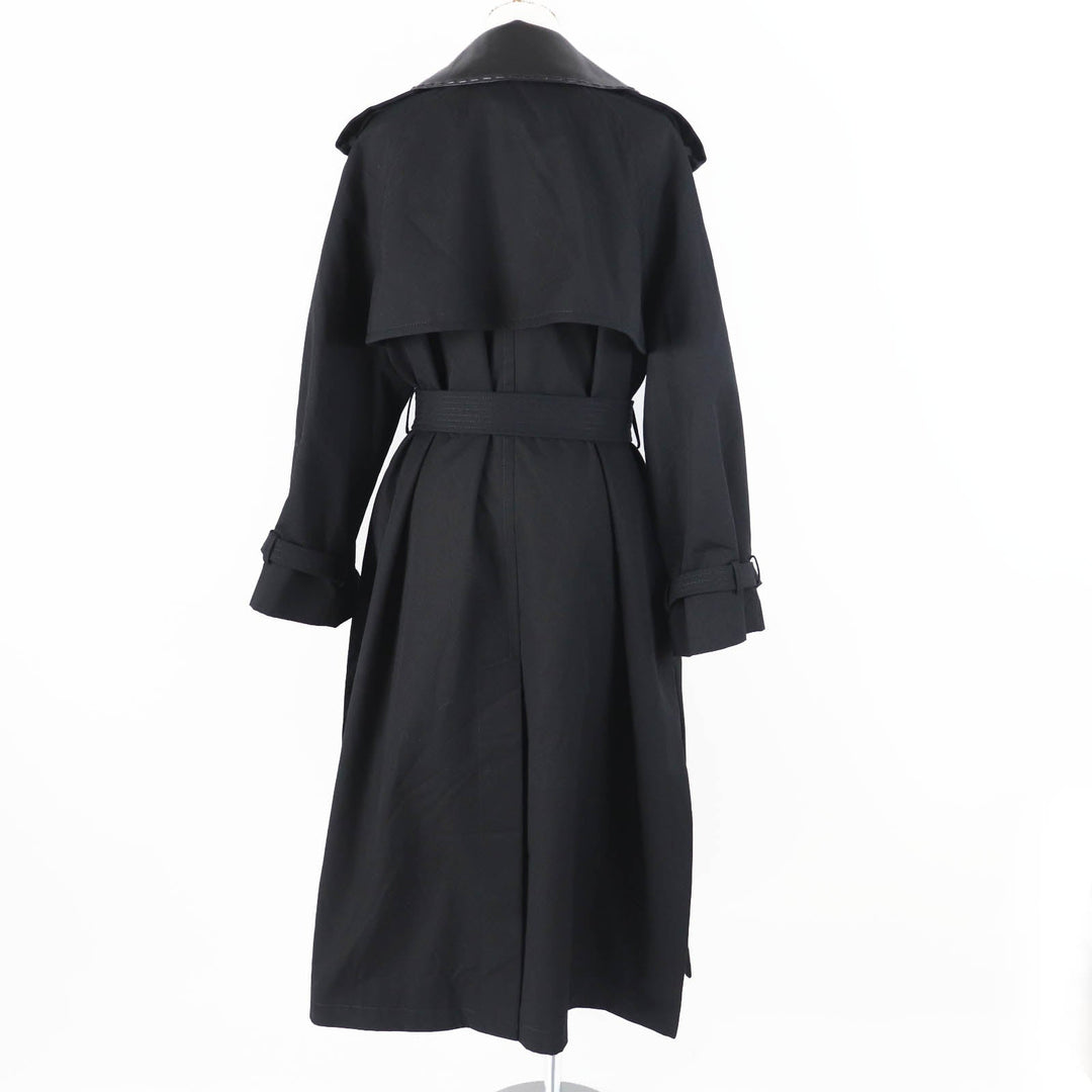 FENDI trench coat FF8824 Outer: 65% polyester, Outer: 35% cotton, Leather part: sheepskin, Lining: 100% rayon, Part: 100% rayon black Women 40 Used Authentic