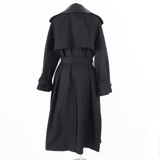 FENDI trench coat FF8824 Outer: 65% polyester, Outer: 35% cotton, Leather part: sheepskin, Lining: 100% rayon, Part: 100% rayon black Women 40 Used Authentic