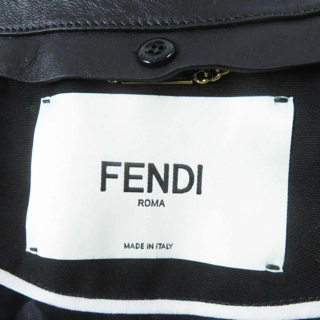 FENDI trench coat FF8824 Outer: 65% polyester, Outer: 35% cotton, Leather part: sheepskin, Lining: 100% rayon, Part: 100% rayon black Women 40 Used Authentic