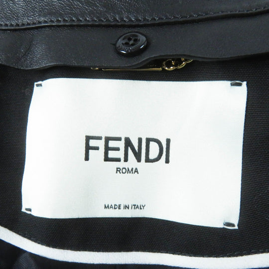 FENDI trench coat FF8824 Outer: 65% polyester, Outer: 35% cotton, Leather part: sheepskin, Lining: 100% rayon, Part: 100% rayon black Women 40 Used Authentic